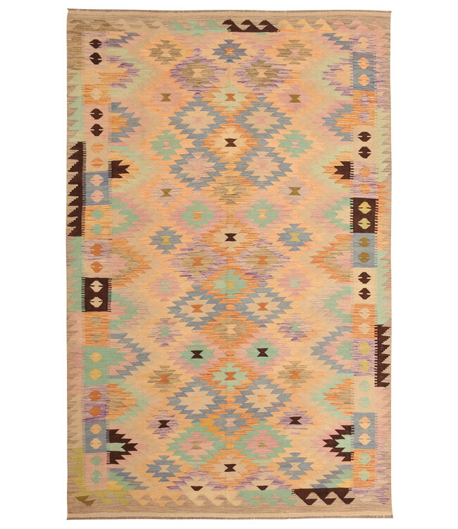 302x190cm Handgewebter Traditioneller Kelim Teppich Woll