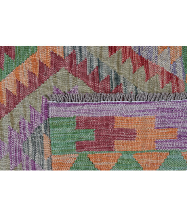 197x70   cm Handgeweven Kelim Loper  Wol  Vloerkleed Tapijt