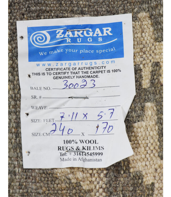 240x170 cm Handgeweven Natural Kelim Wol Tapijt