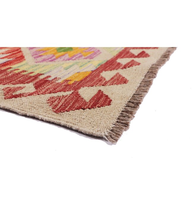 207x63   cm Handgeweven Kelim Loper  Wol  Vloerkleed Tapijt