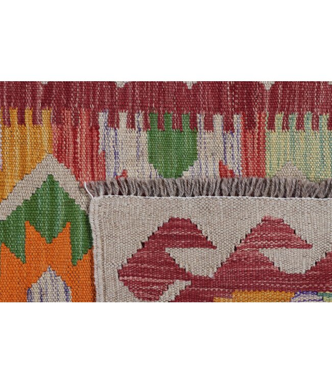 207x63  cm Handgewebter Kelim Läufer  Wollteppich