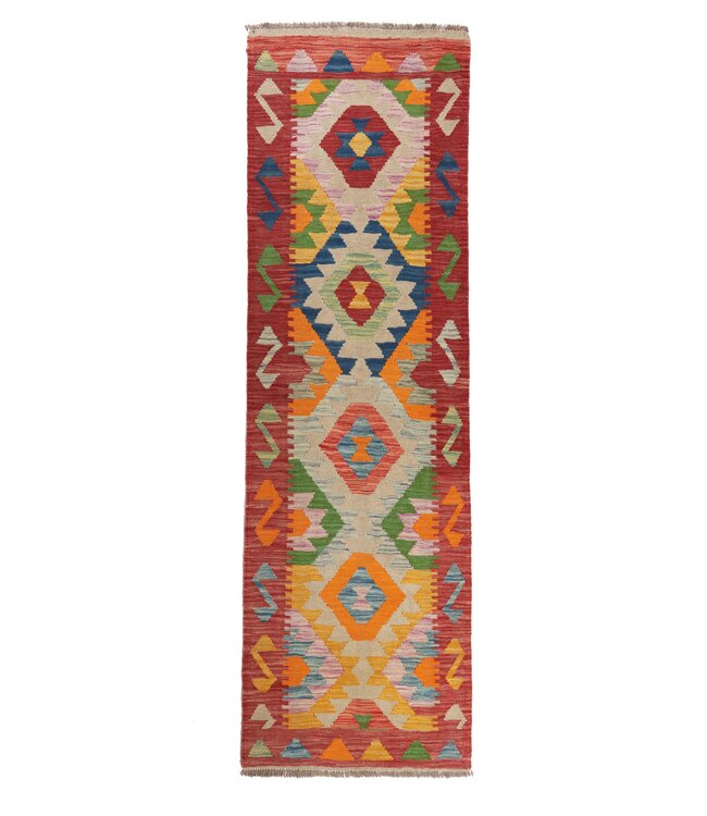 205x63 cm Handgewebter Kelim Läufer  Wollteppich