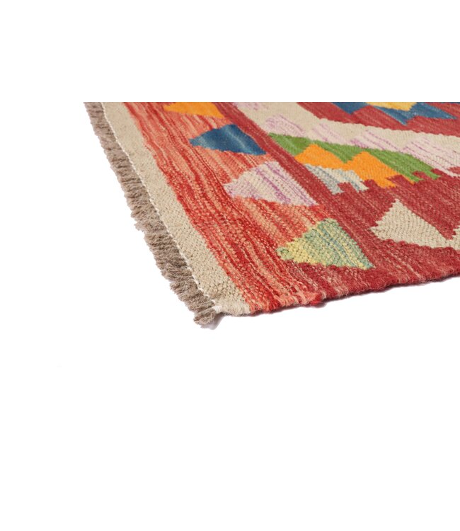 205x63  cm Handgeweven Kelim Loper  Wol  Vloerkleed Tapijt