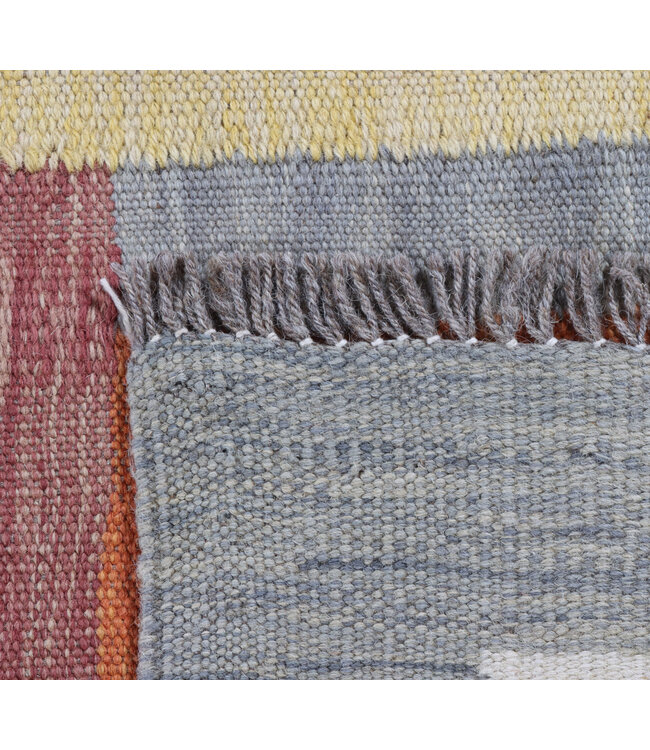 302x191 cm Handwoven Modern Red Wool Kilim Rug