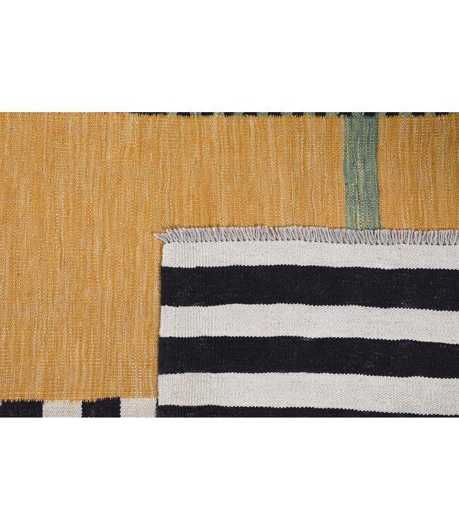 247x181 cm Handwoven Modern Red Wool Kilim Rug