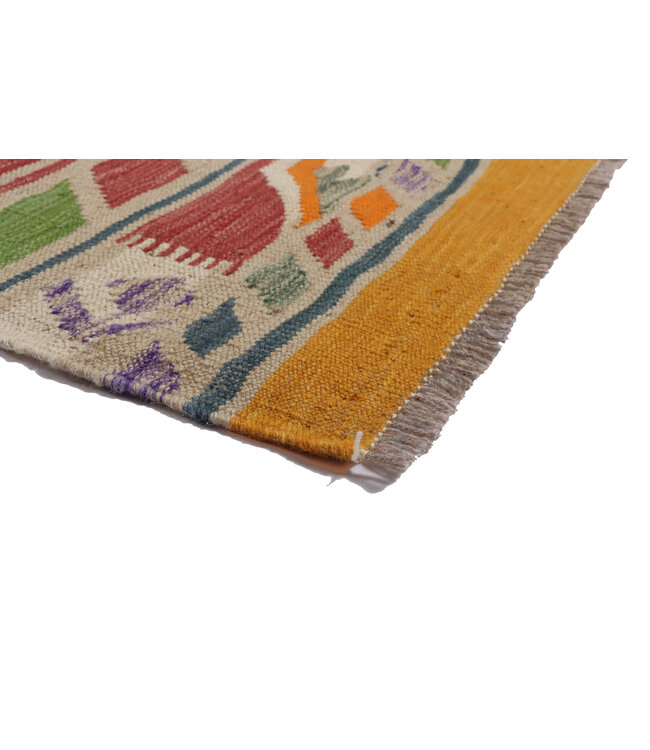 206x64   cm Handwoven Kelim Runner Wool Rug