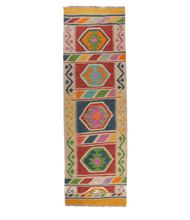 206x64   cm Handwoven Kelim Runner Wool Rug