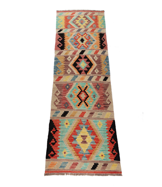 205x66 cm Handgewebter Kelim Läufer  Wollteppich