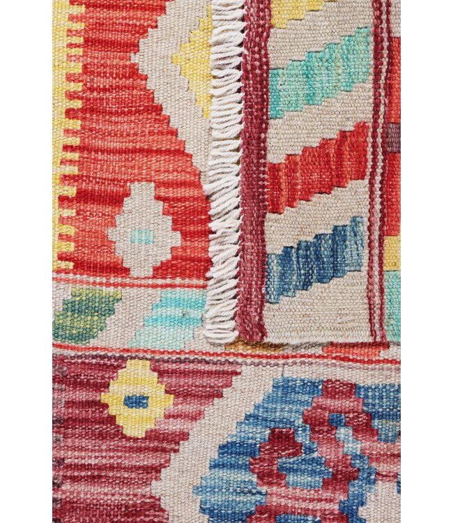 200x62 cm Handgewebter Kelim Läufer  Wollteppich