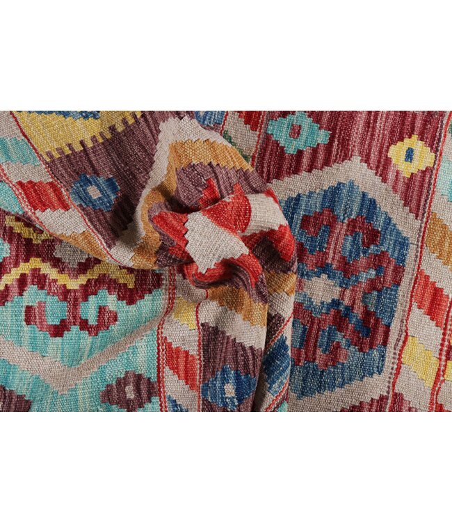 200x62 cm Handgewebter Kelim Läufer  Wollteppich