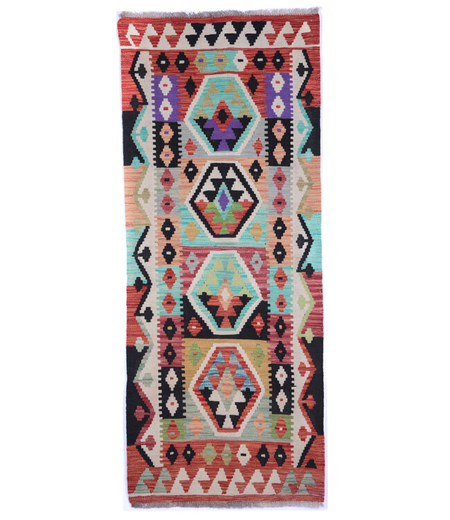 200x80   cm Handwoven Kelim Runner Wool Rug