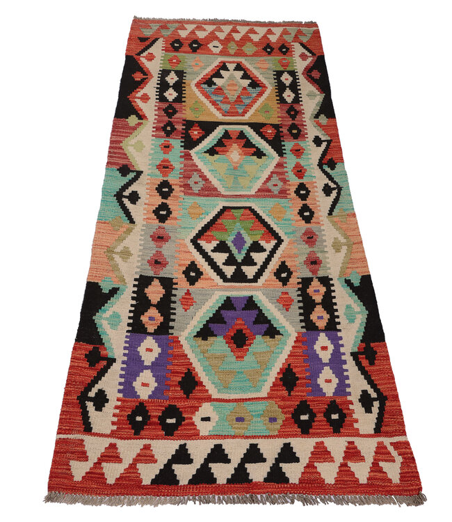 200x80 cm Handgewebter Kelim Läufer  Wollteppich