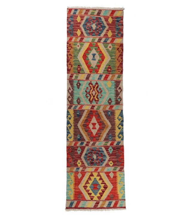 200x62   cm Handwoven Kelim Runner Wool Rug