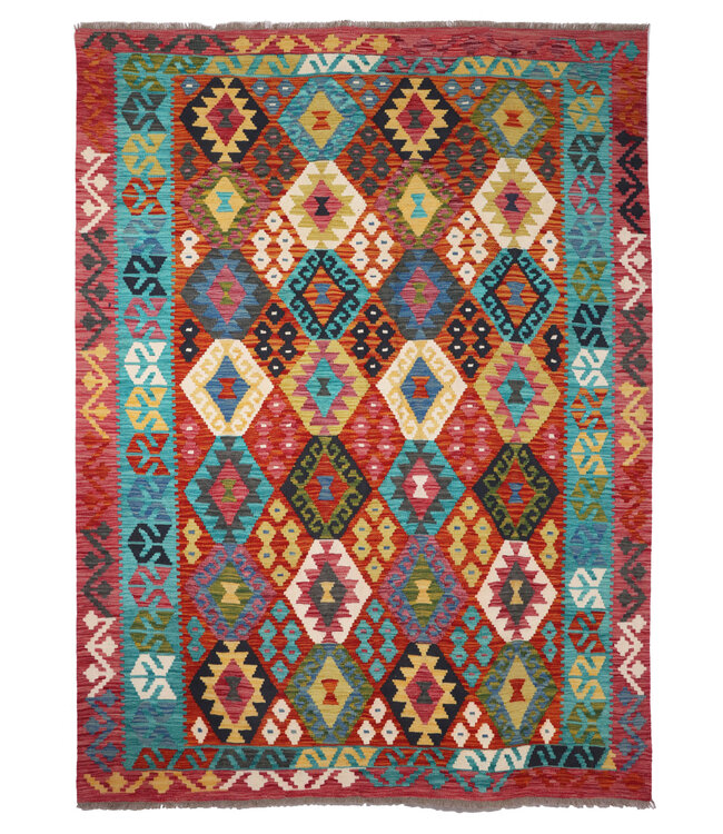 246x184 cm Handwoven Traditional Kelim Area Rug Wool Carpet