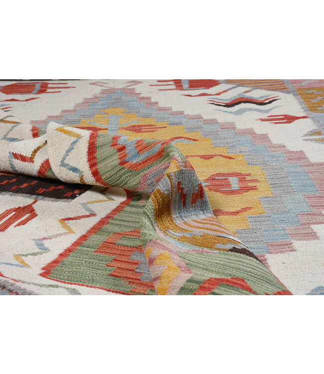 242x177 cm Handwoven Traditional Naila Kelim Area Rug Wool Carpet