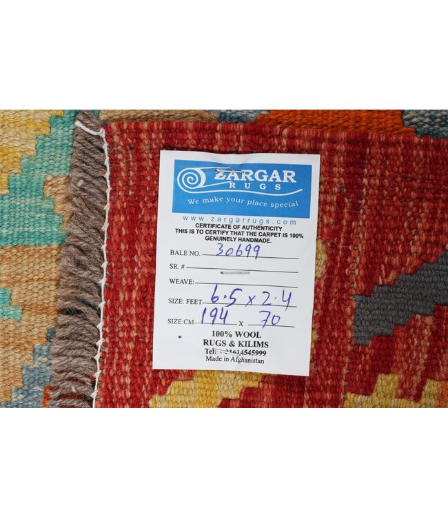 194x70   cm Handwoven Kelim Runner Wool Rug