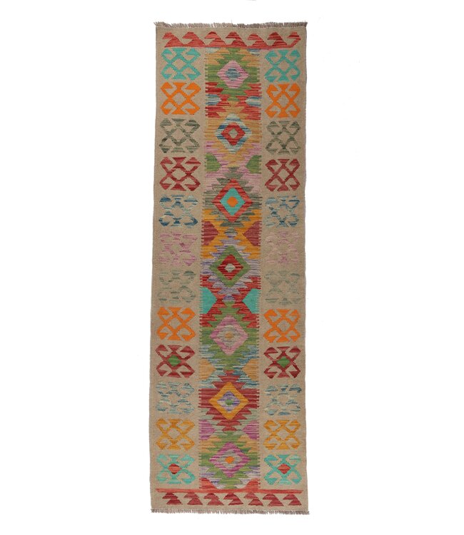 200x65 cm Handgewebter Kelim Läufer  Wollteppich