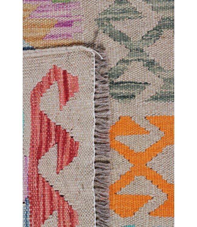 200x65 cm Handgewebter Kelim Läufer  Wollteppich