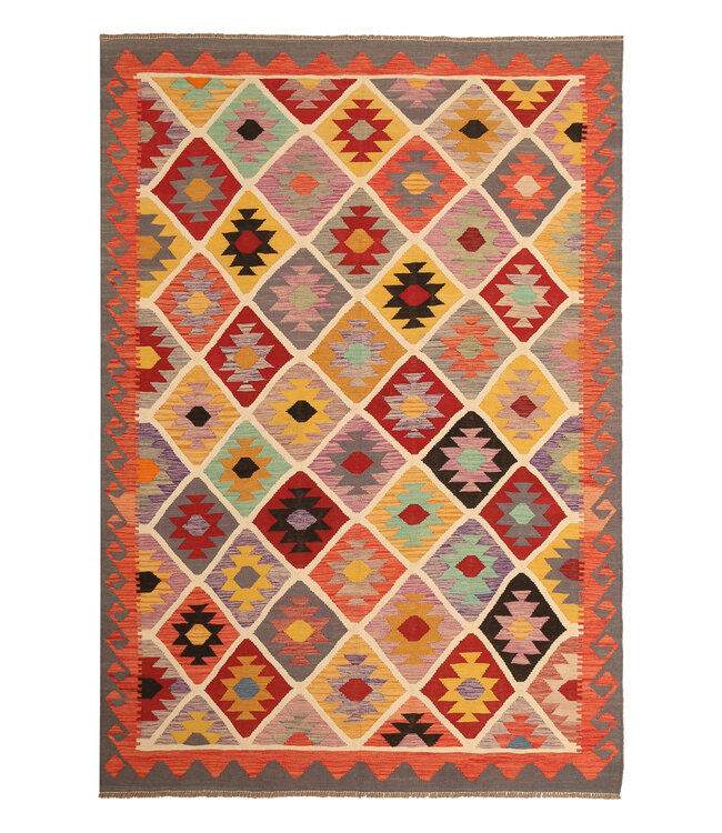 298x203cm Handwoven Traditional Kelim Area Rug Wool Carpet
