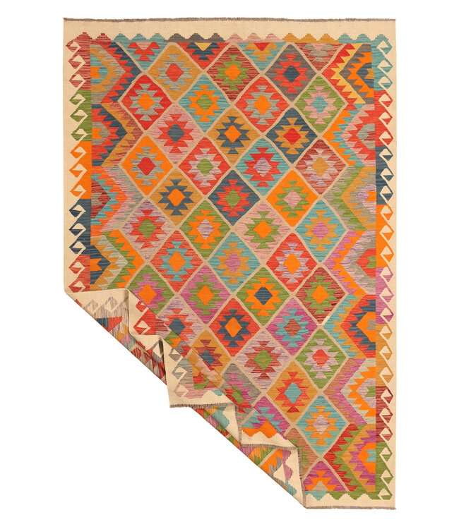 304x206cm Handgewebter Traditioneller Kelim Teppich Woll