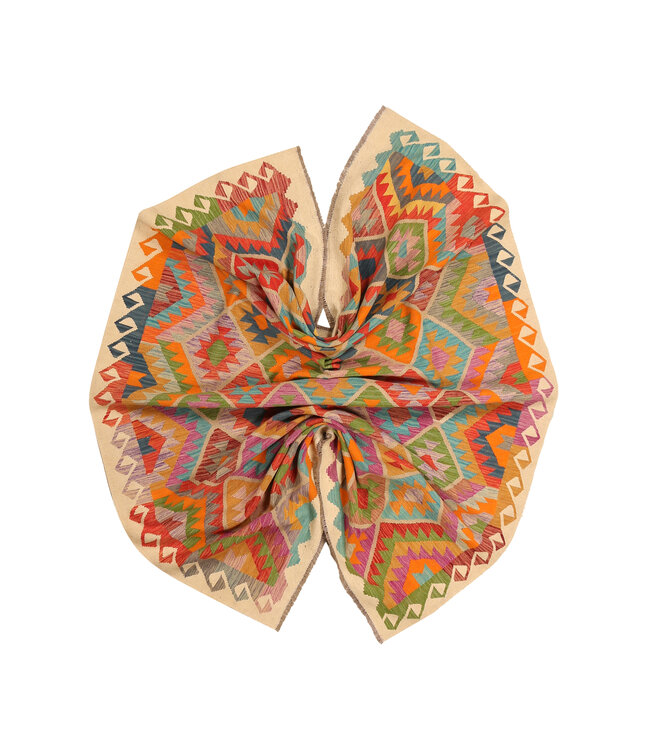 304x206cm Handgeweven Traditionele Kelim Vloerkleed Wol Tapijt