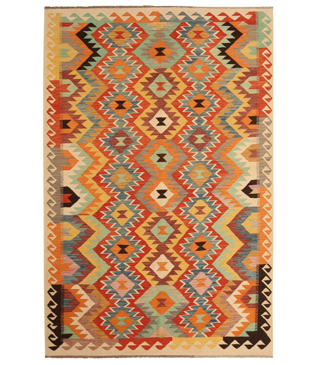 299x196cm Handwoven Traditional Kelim Area Rug Wool Carpet