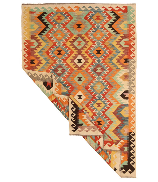 299x196cm Handwoven Traditional Kelim Area Rug Wool Carpet