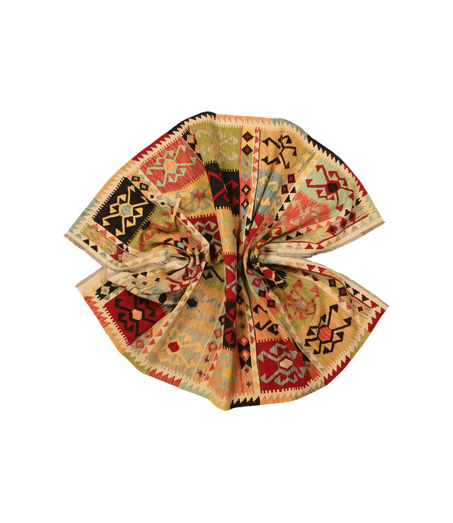 289x206cm Handgewebter Traditioneller Kelim Teppich Woll