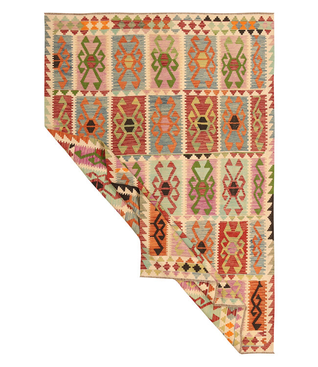 308x204cm Handwoven Traditional Kelim Area Rug Wool Carpet