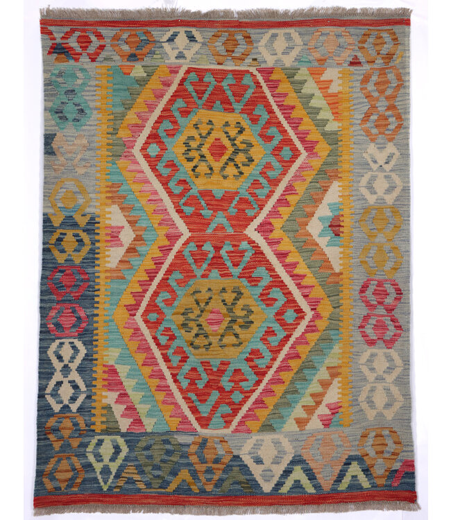 166x124 cm Handwoven Traditional Kelim Area Rug Wool Carpet