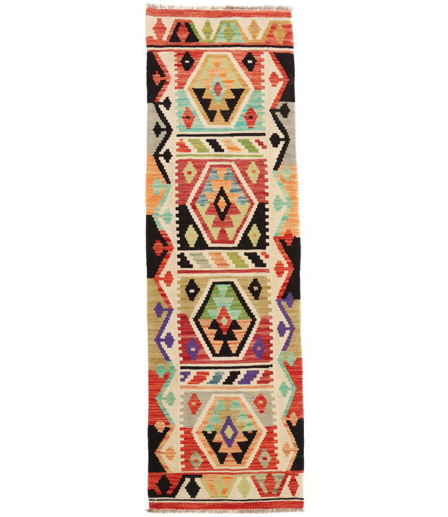 202X62  cm Handwoven Kelim Runner Wool Rug