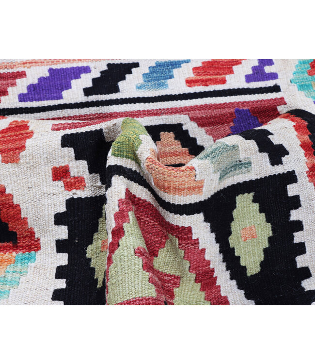 202X62 cm Handgeweven Kelim Loper  Wol  Vloerkleed Tapijt