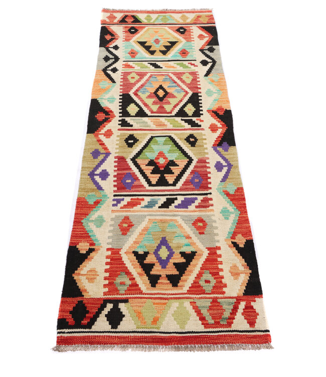 202X62  cm Handwoven Kelim Runner Wool Rug