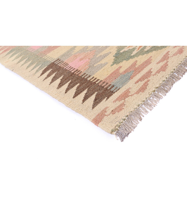 286x76 cm Handgeweven Kelim Loper  Wol  Vloerkleed Tapijt