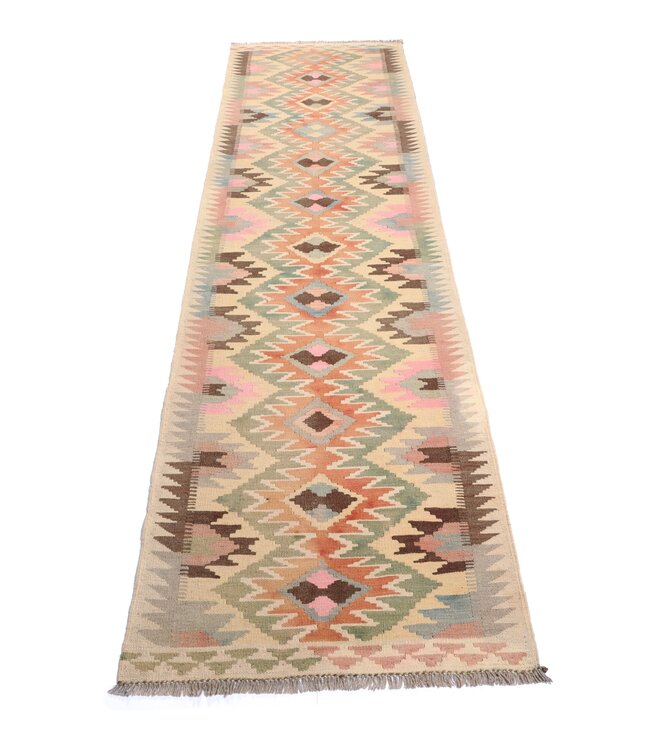 286x76   cm Handwoven Kelim Runner Wool Rug