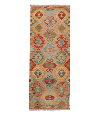 Kelimshop 208x76 cm Handgewebter Kelim Läufer  Wollteppich