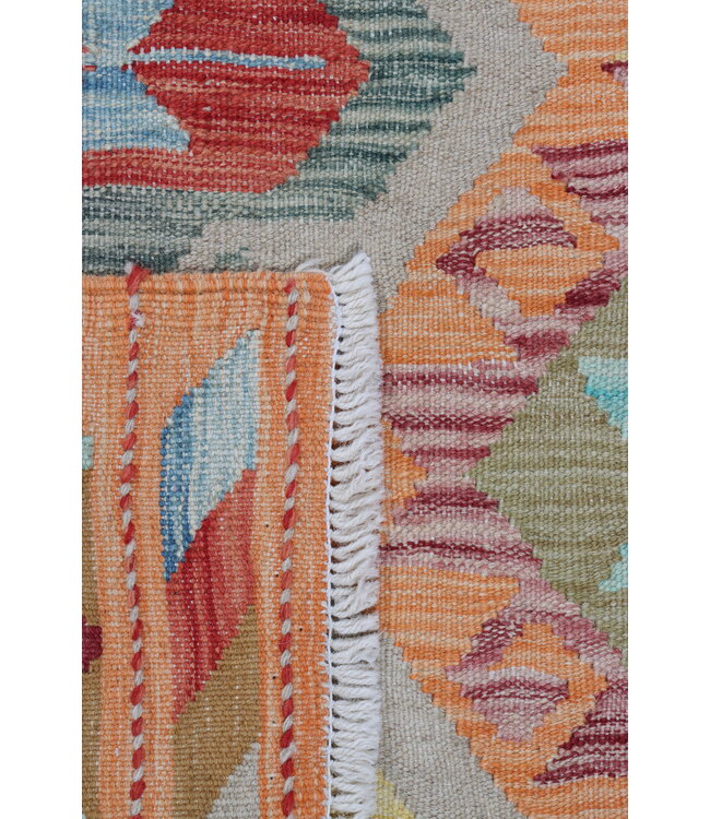 208x76 cm Handgewebter Kelim Läufer  Wollteppich