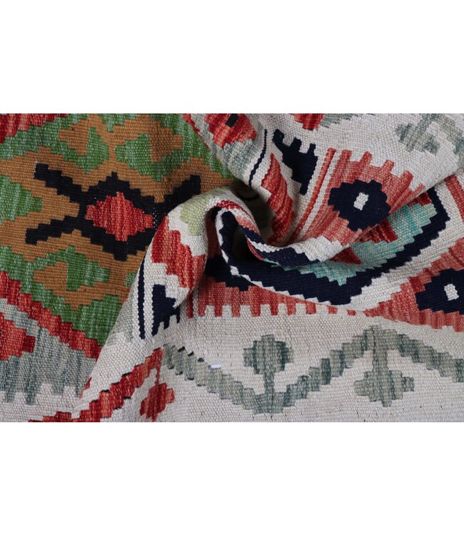 200x64  cm Handwoven Kelim Runner Wool Rug