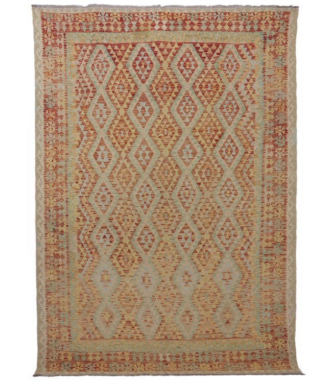 310x210 cm Handgeweven Traditionele Kelim Vloerkleed Wol Tapijt