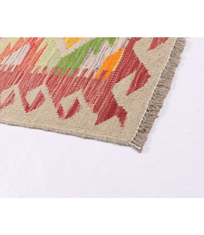 198X59 cm Handgewebter Kelim Läufer  Wollteppich