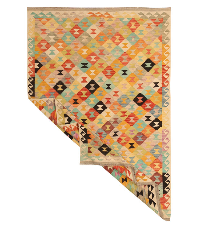 296x200cm Handgewebter Traditioneller Kelim Teppich Woll