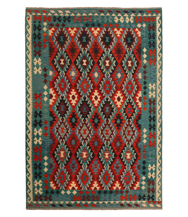 296x200cm Handwoven Traditional Kelim Area Rug Wool Carpet