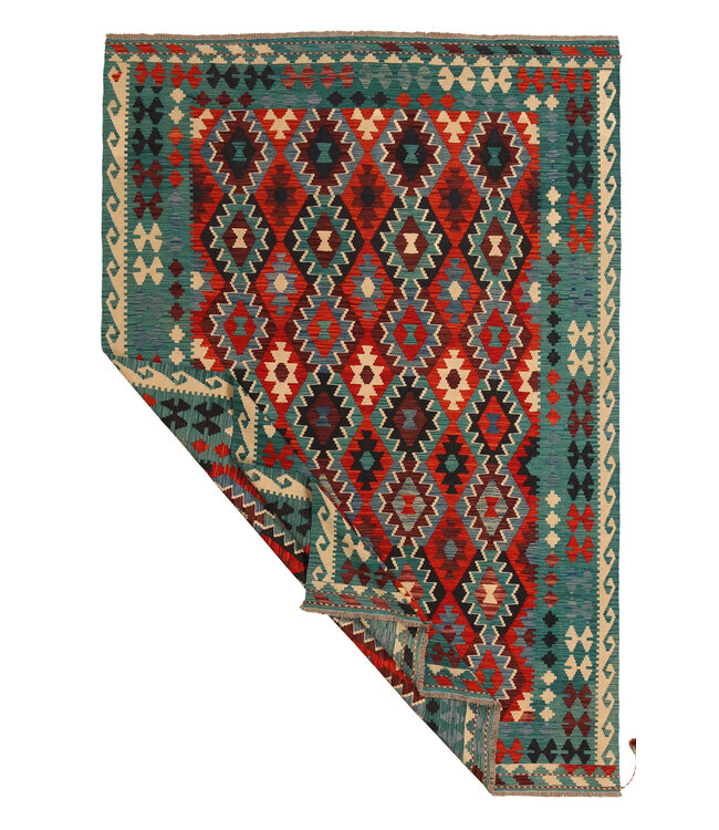 296x200cm Handgewebter Traditioneller Kelim Teppich Woll