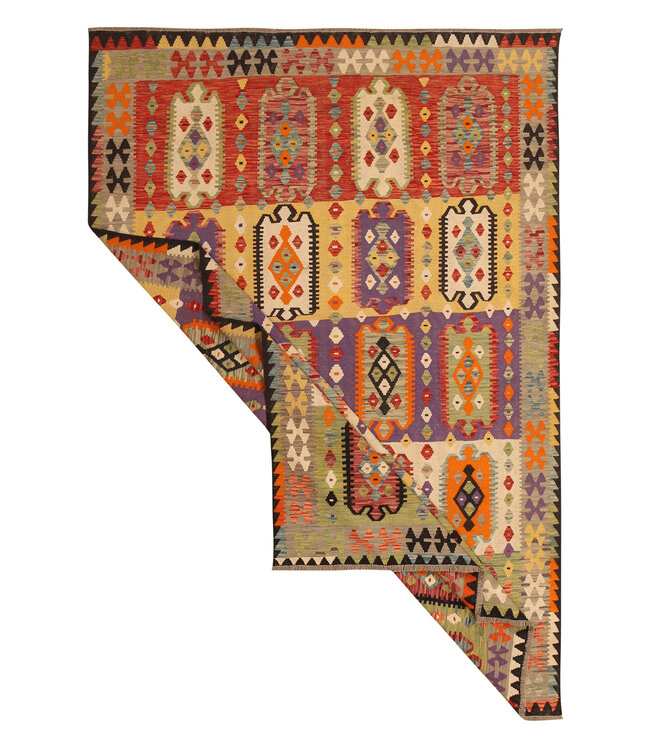 295x200cm Handwoven Traditional Kelim Area Rug Wool Carpet