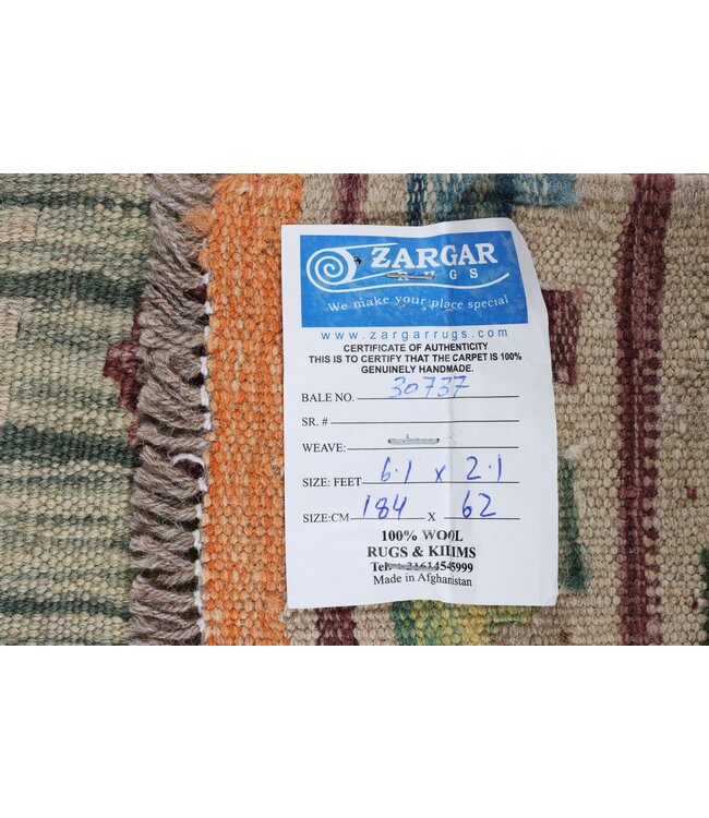 184X62   cm Handwoven Kelim Runner Wool Rug