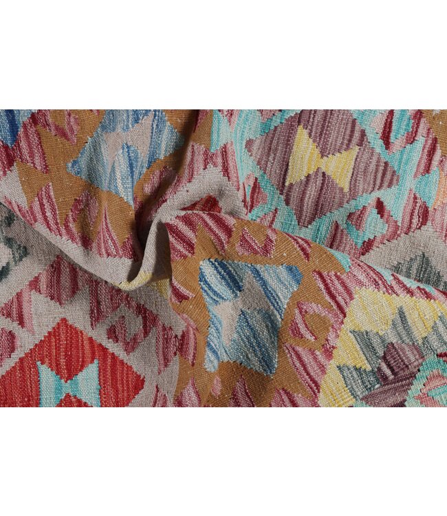 203x78 cm Handgeweven Kelim Loper  Wol  Vloerkleed Tapijt