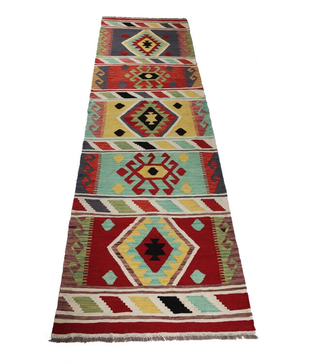 297x 84 cm Handwoven Kelim Runner Wool Rug