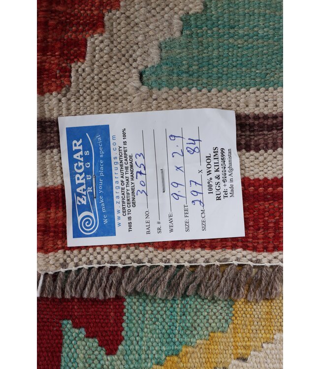 297x 84 cm Handwoven Kelim Runner Wool Rug