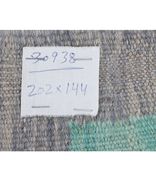 202X144 cm Handgewebter Moderner  Woll-Kelim-Teppich