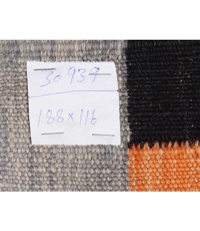 188x116 cm Handwoven Modern Red Wool Kilim Rug